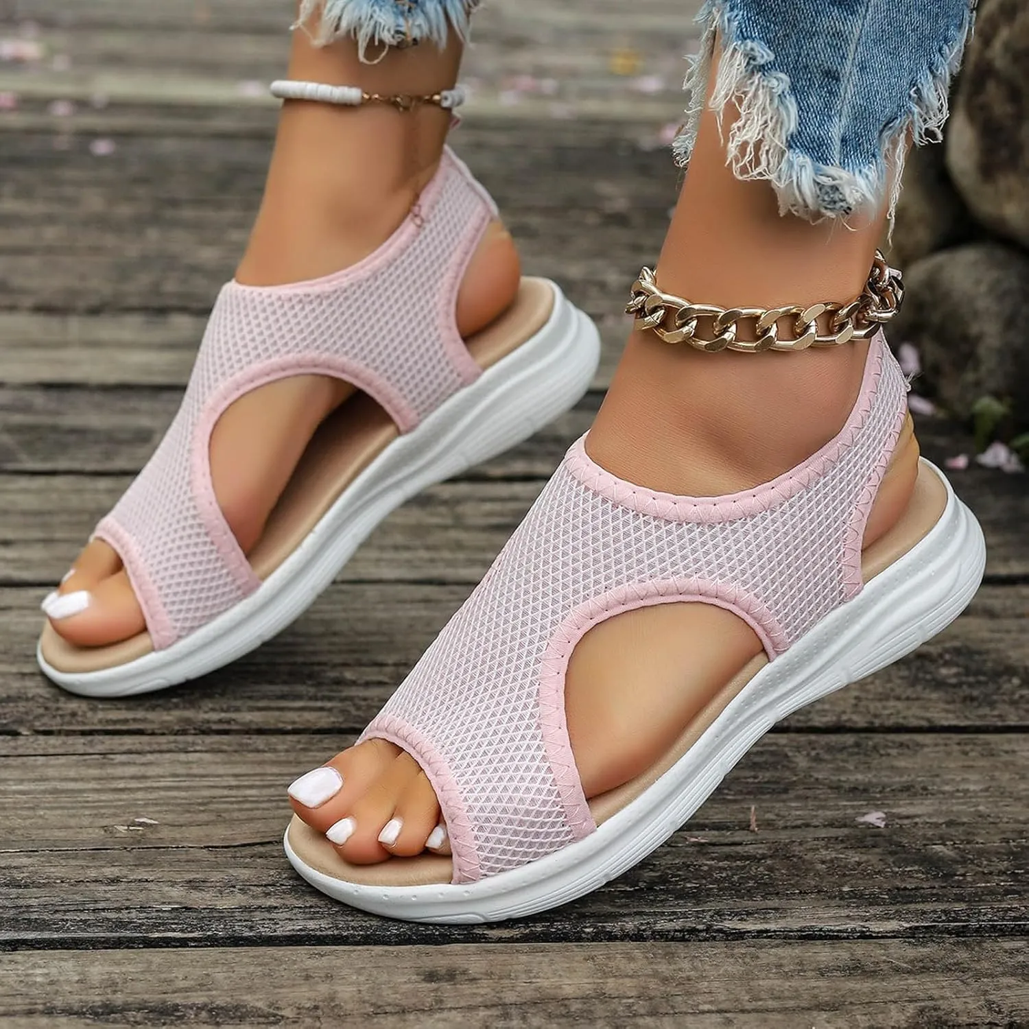 Women's Breathable Orthopedic Sandals Comfortable Walking Tennis Shoes Sandals Arch Support Wide Summer Shoes