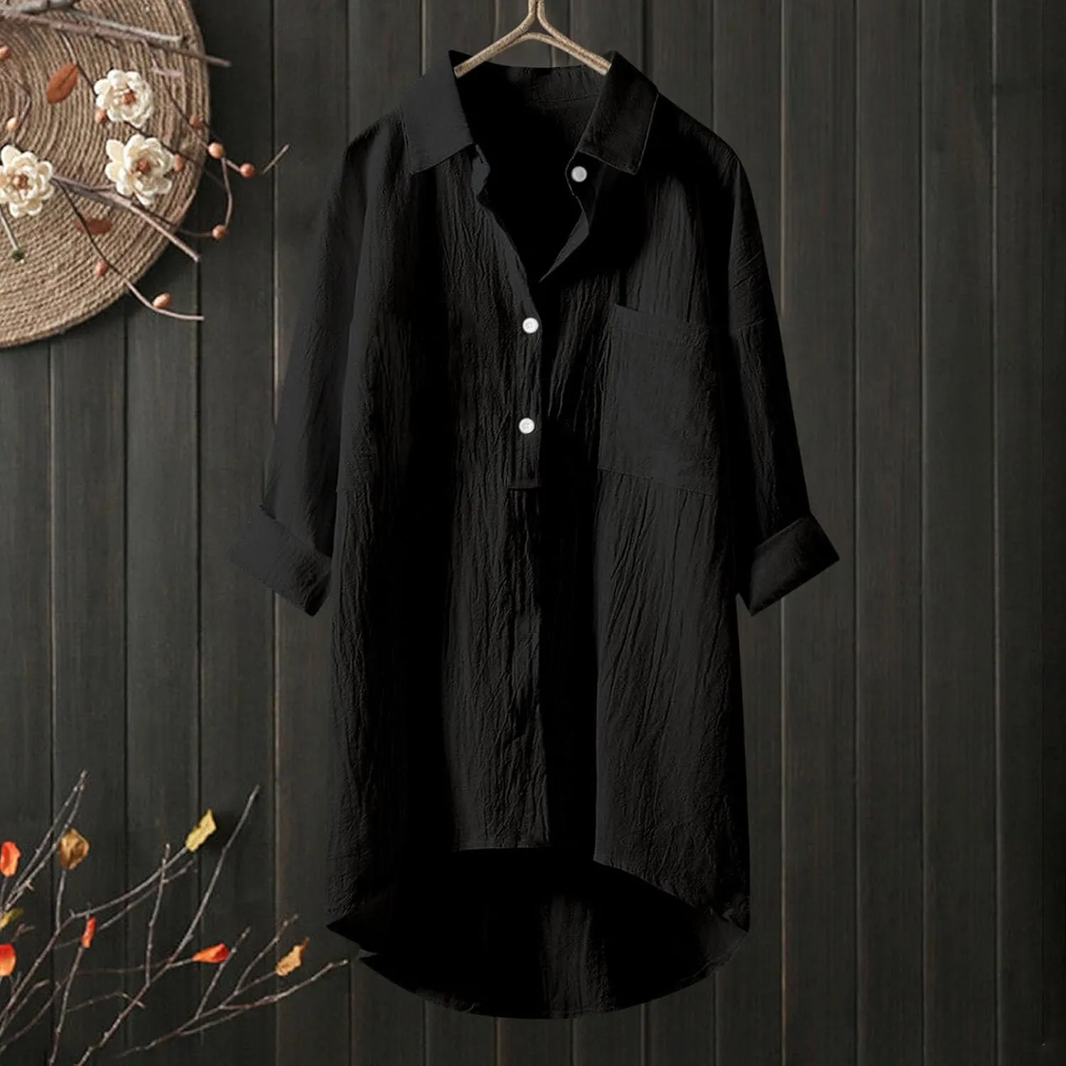 Womens Button Shirt Dresses Daily Casual High Low Irregular Hem Short/Half Sleeve Blouse Loose Summer Linen Tops 2025