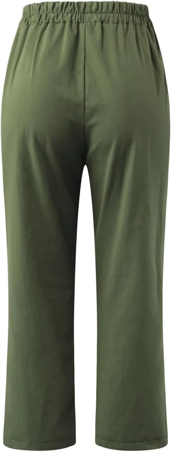 Women's Capri Summer Casual Cropped Lounge Pants Loose Soft Workout Drawstring Baggy Trousers Pants with Pockets