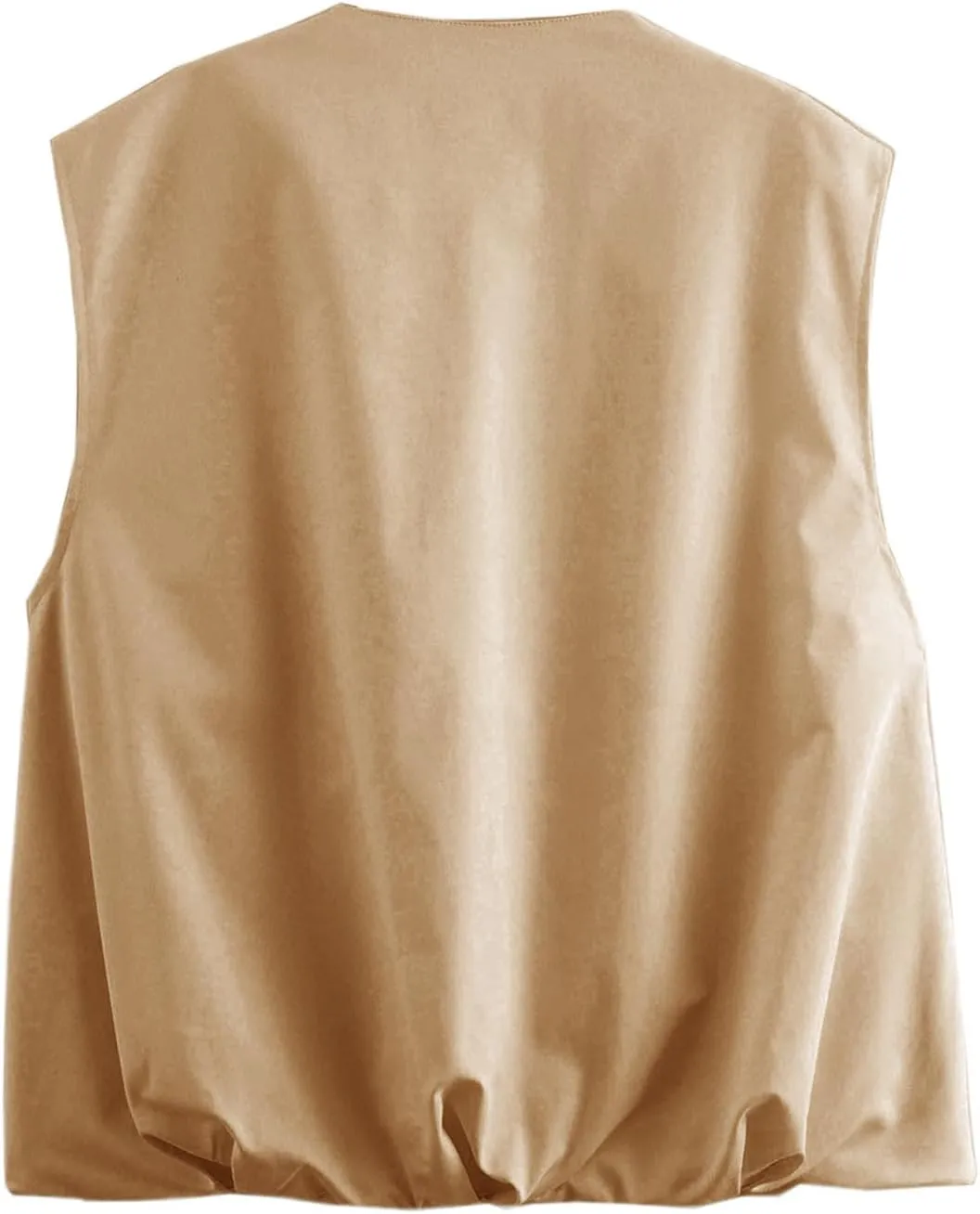 Women's Cargo Vests Casual Zip Up Sleeveless Jackets Oversized Ruched Hem Blazer Jackets Military Tops with Pockets