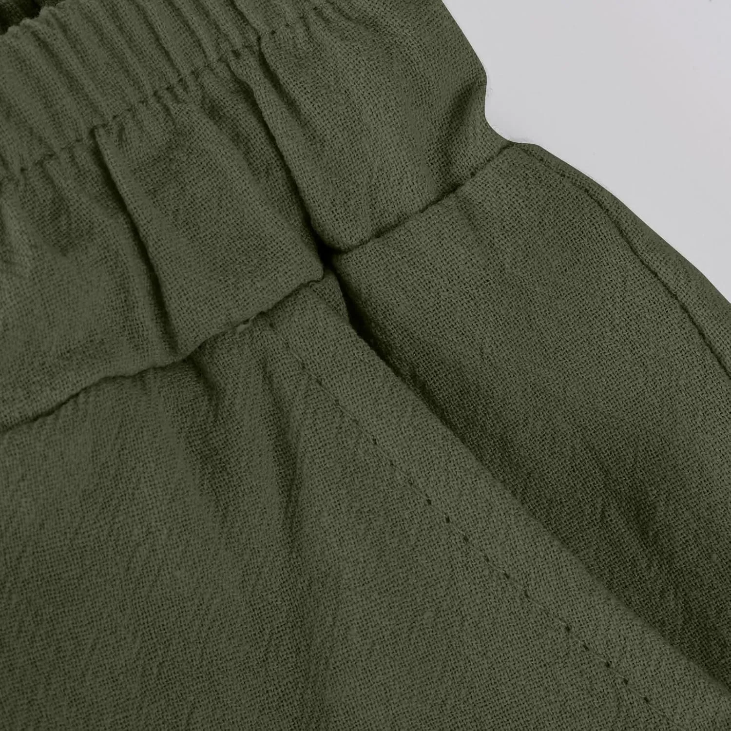 Women's Casual Lantern Tapered Harem Pants Flowy Beach Linen Drawstring Waist Wide Leg Palazzo Pants with Pockets