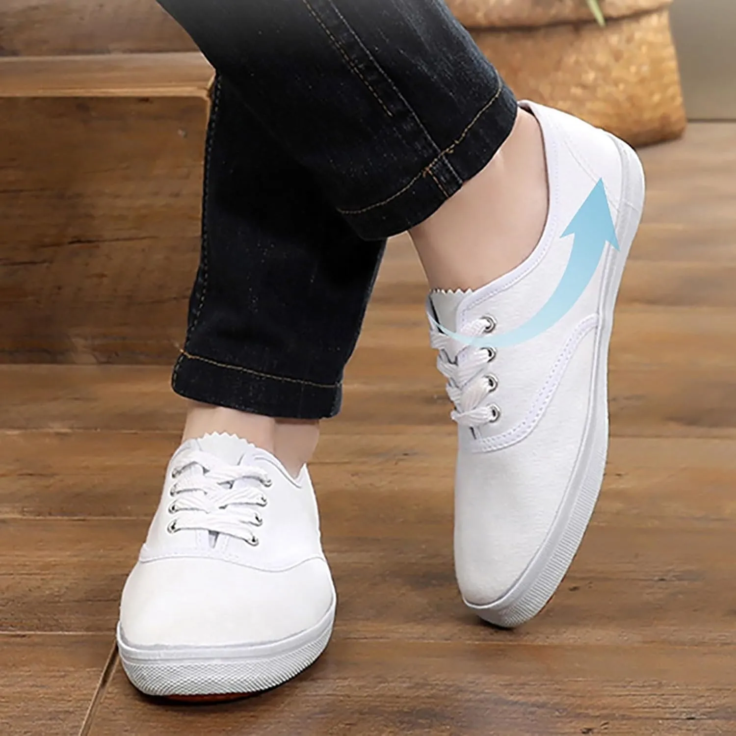 Women's Casual Slip On Sneakers Comfortable Flat Shoes for Everyday Wear with Lace Up Design
