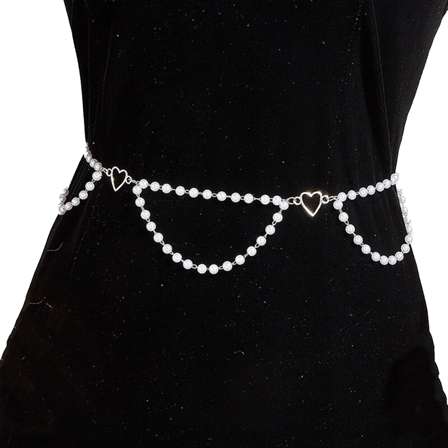 Women's Faux Fake Pearls Tassel Waist Chains Bikini Body Decoration Chain Belts For Dress Jeans