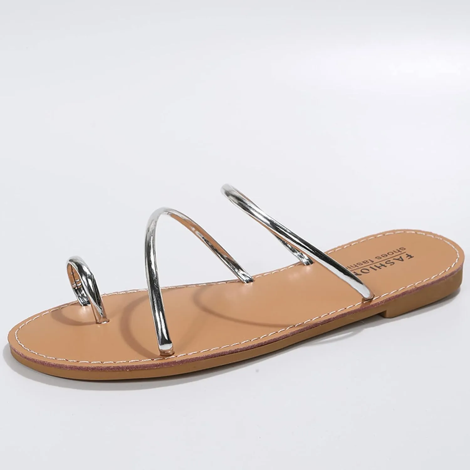 Womens Flat Toe Ring Thongs Shoes Sandals Women Slippers Comfort Flat Bottom Non Slip Beach Women's Slide Sandals