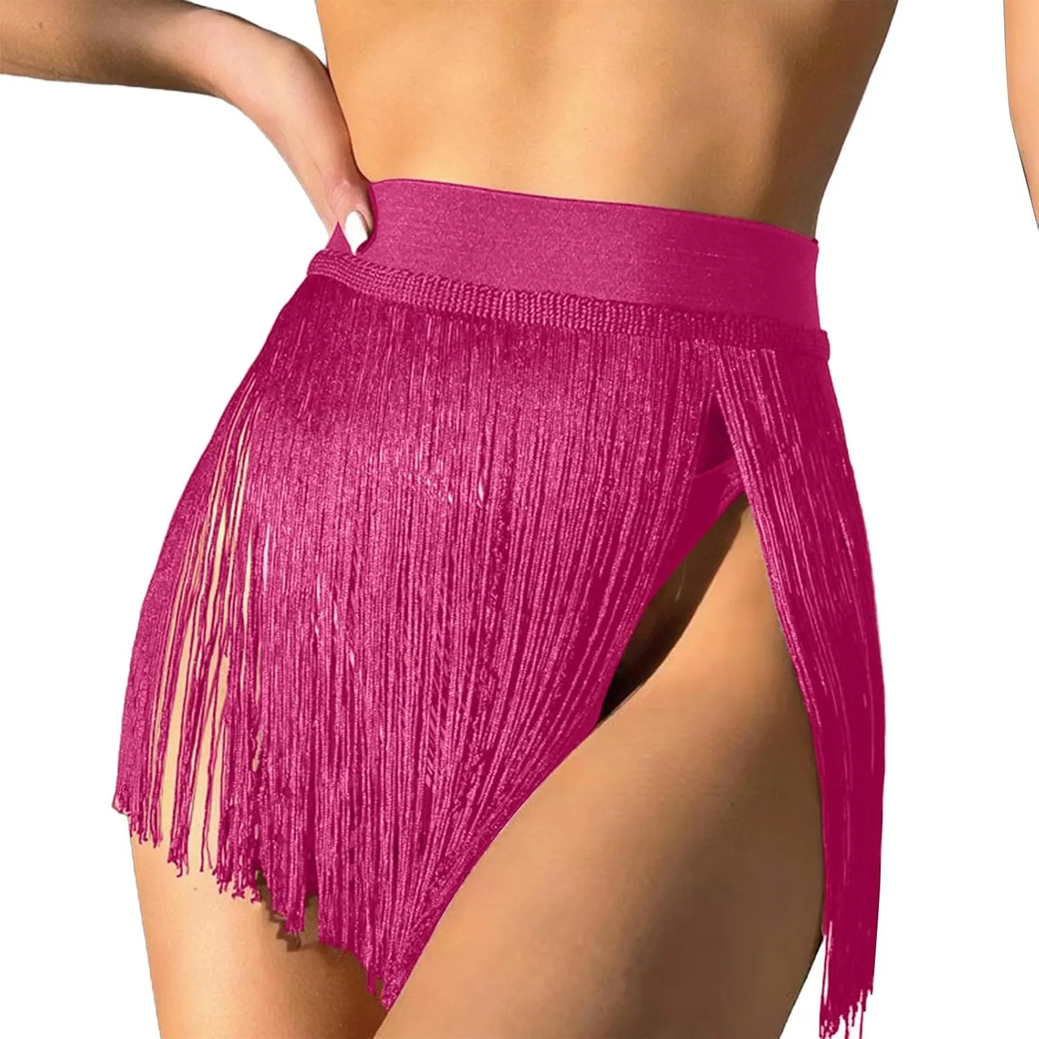 Womens Fringe Trim Mini Skirt Cowgirl Western Festival High Waisted Outfits Rave Bottoms Beach Tassel Bikini Cover Up