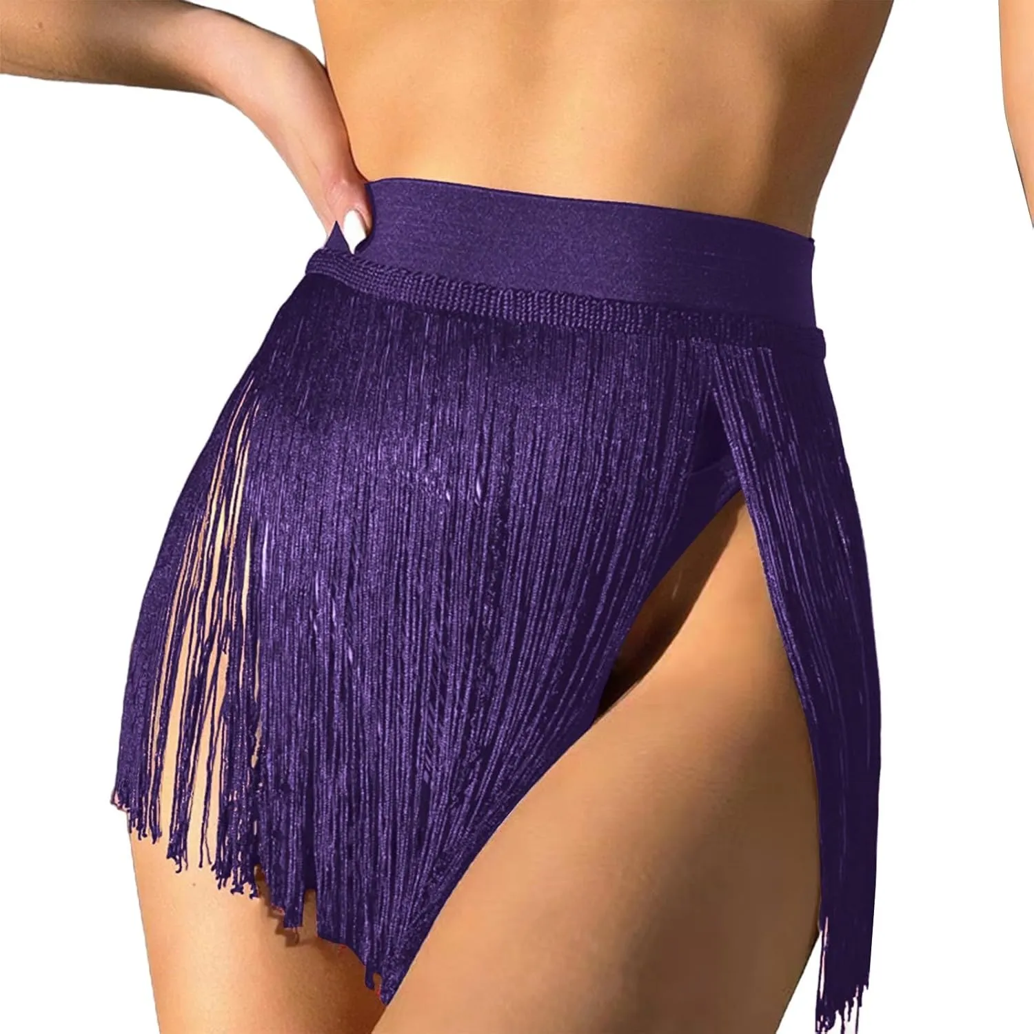 Womens Fringe Trim Mini Skirt Cowgirl Western Festival High Waisted Outfits Rave Bottoms Beach Tassel Bikini Cover Up