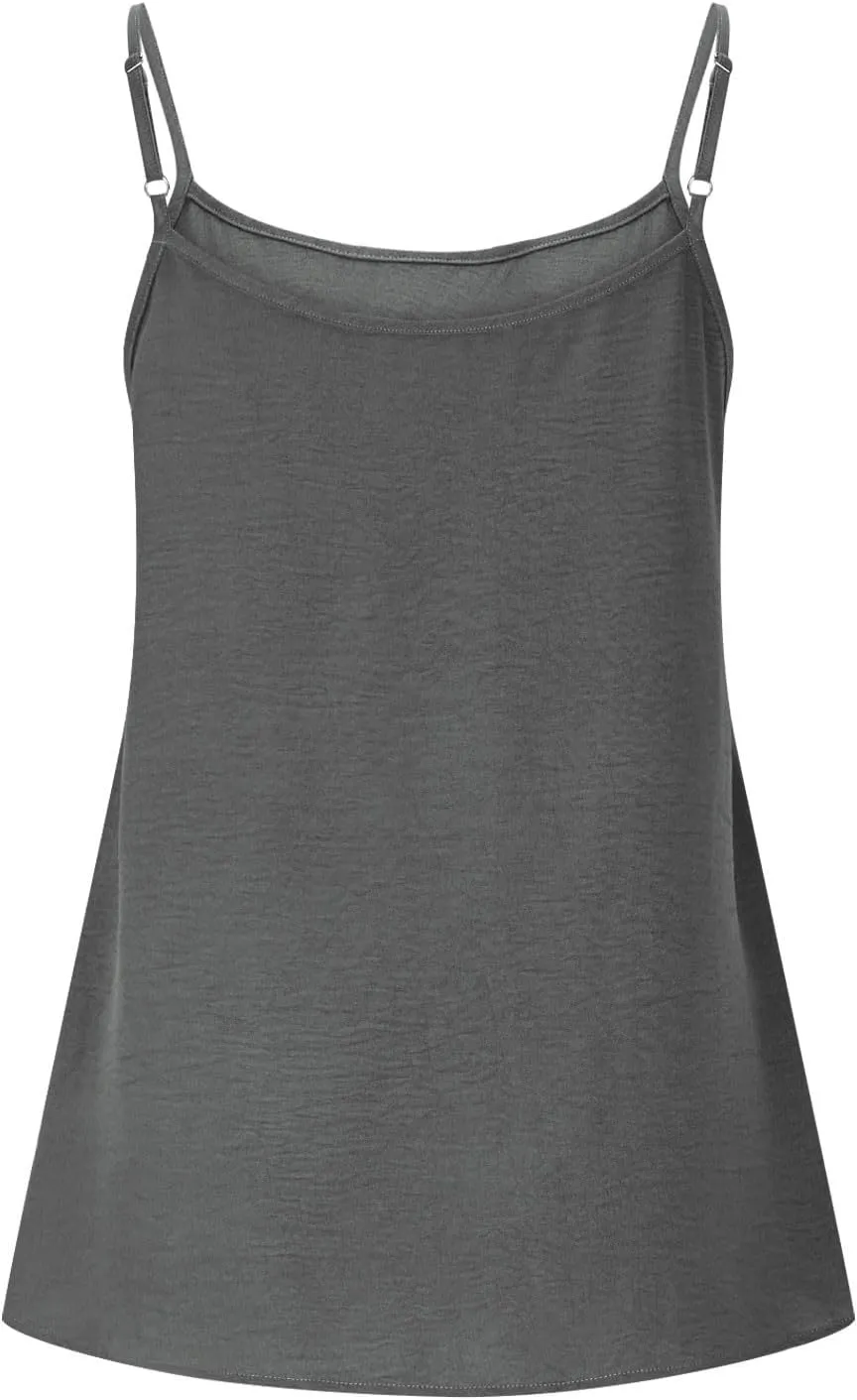 Women's Halter Tank Tops Smocked Waist Tanks Flowy Hem Loose Spaghetti Strap Blouses Cozy Camisole T-Shirts for Summer