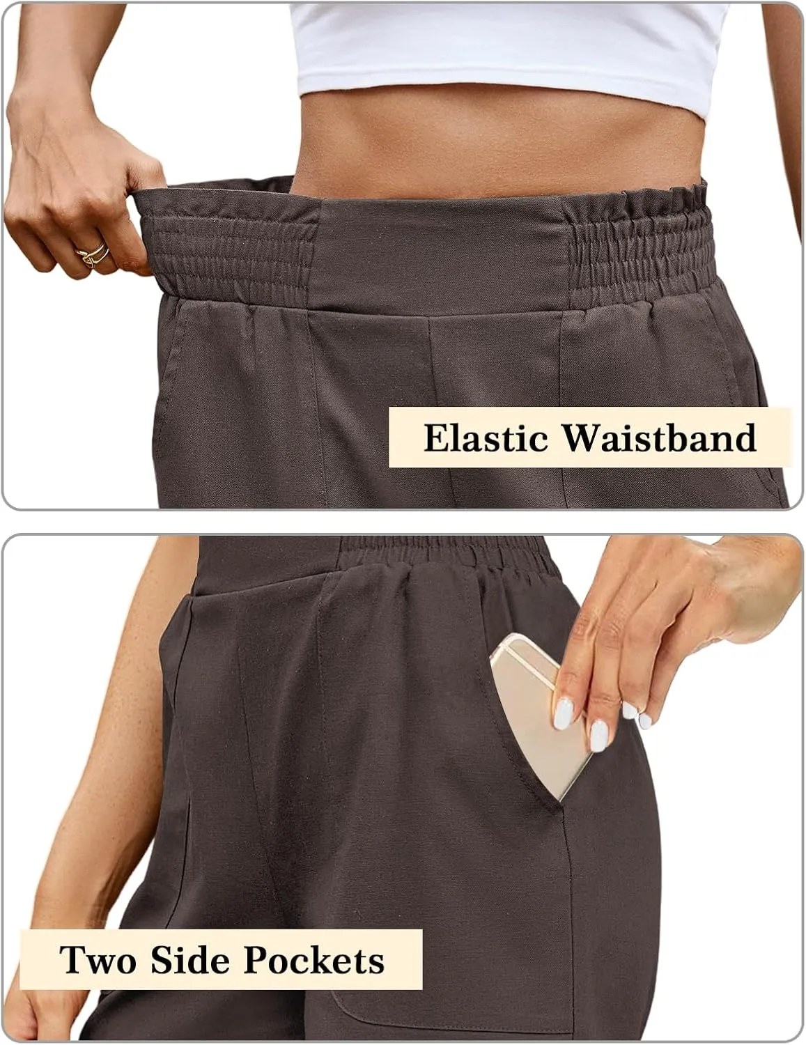 Women's High Waisted Shorts Casual Elastic Waist Shorts Woman Lounge Wide Leg Solid Shorts with Pockets