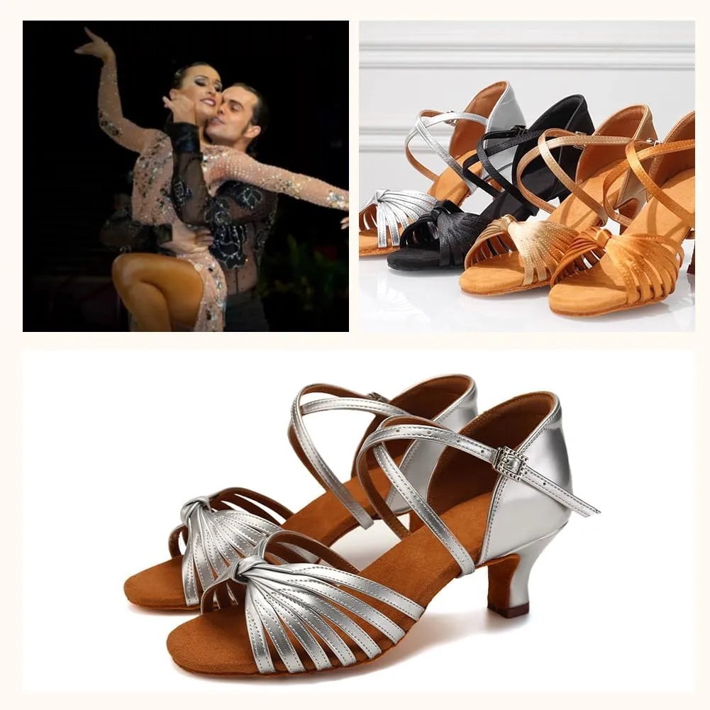 Women's Latin Dance Shoes Open Toe Ballroom Professional Salsa Dance Practice Shoes 2inch Heel