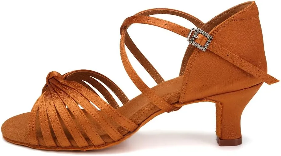Women's Latin Dance Shoes Open Toe Ballroom Professional Salsa Dance Practice Shoes 2inch Heel