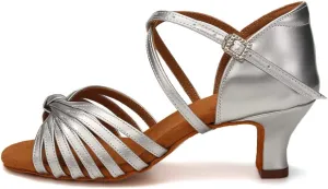 Women's Latin Dance Shoes Open Toe Ballroom Professional Salsa Dance Practice Shoes 2inch Heel