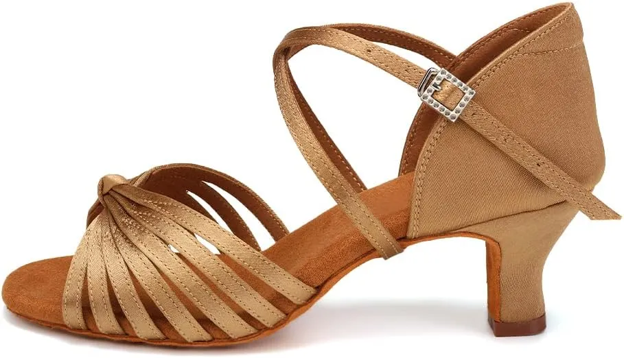Women's Latin Dance Shoes Open Toe Ballroom Professional Salsa Dance Practice Shoes 2inch Heel