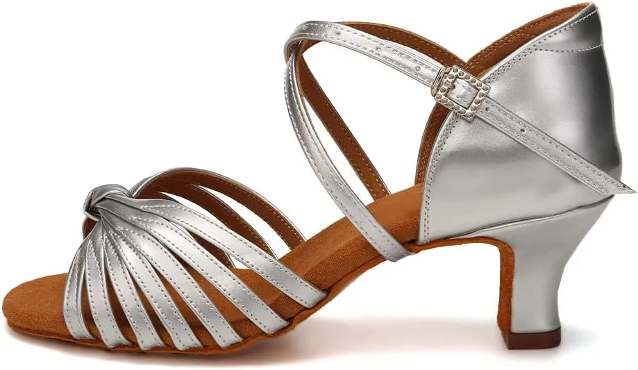 Women's Latin Dance Shoes Open Toe Ballroom Professional Salsa Dance Practice Shoes 2inch Heel