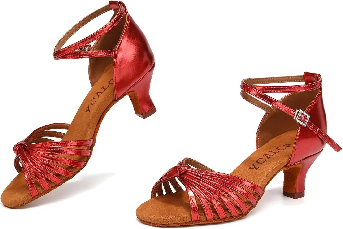Women's Latin Dance Shoes Satin Open Toe Professional Practice Ballroom Salsa Dancing Shoes 5cm Heel