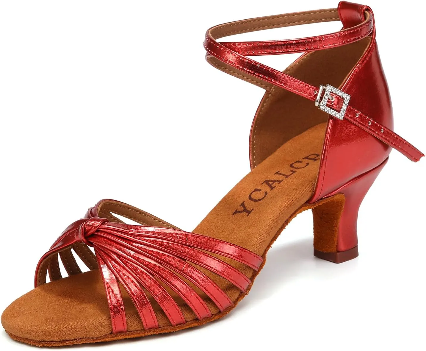 Women's Latin Dance Shoes Satin Open Toe Professional Practice Ballroom Salsa Dancing Shoes 5cm Heel