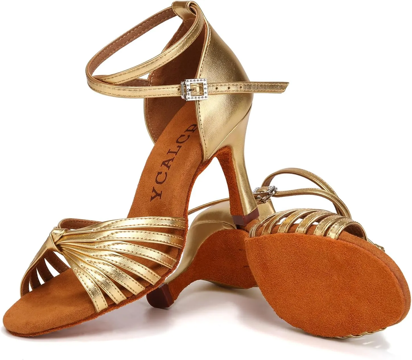 Women's Latin Dance Shoes Satin Open Toe Professional Practice Ballroom Salsa Dancing Shoes 9cm Heel