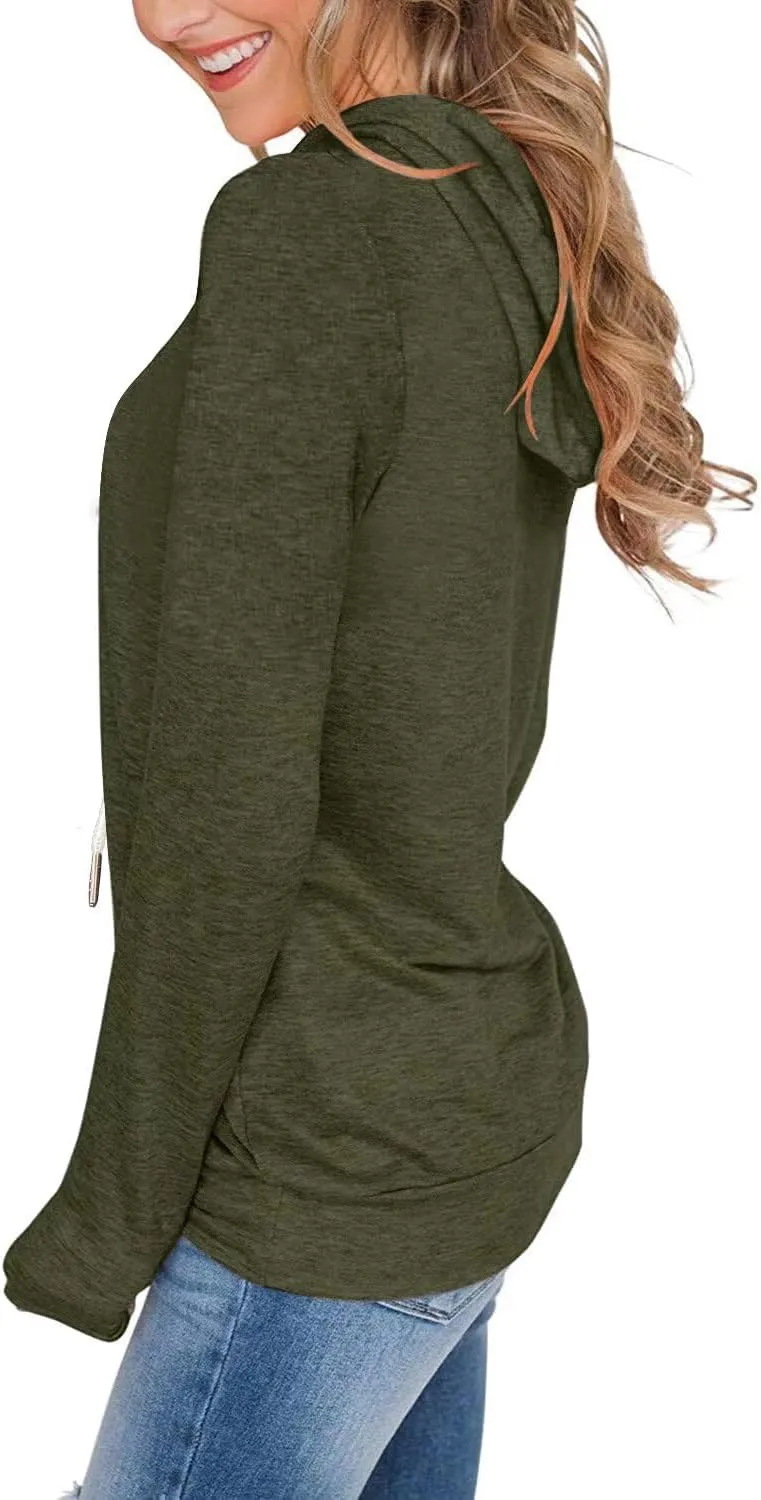 Women's Long Sleeve Hoodies Tops Lightweight Hooded Sweatshirts Pullover Casual Tunic Shirts with Pocket