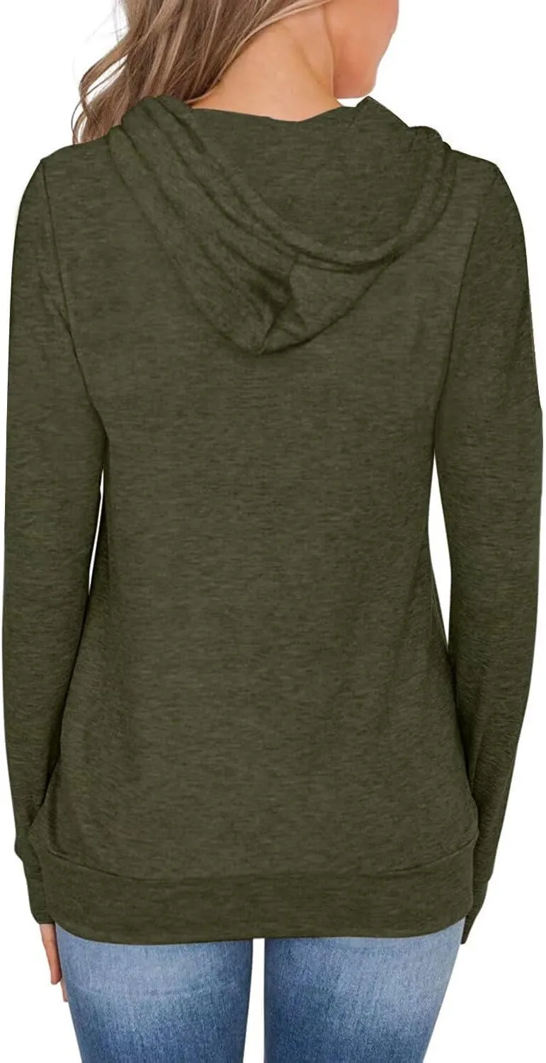 Women's Long Sleeve Hoodies Tops Lightweight Hooded Sweatshirts Pullover Casual Tunic Shirts with Pocket