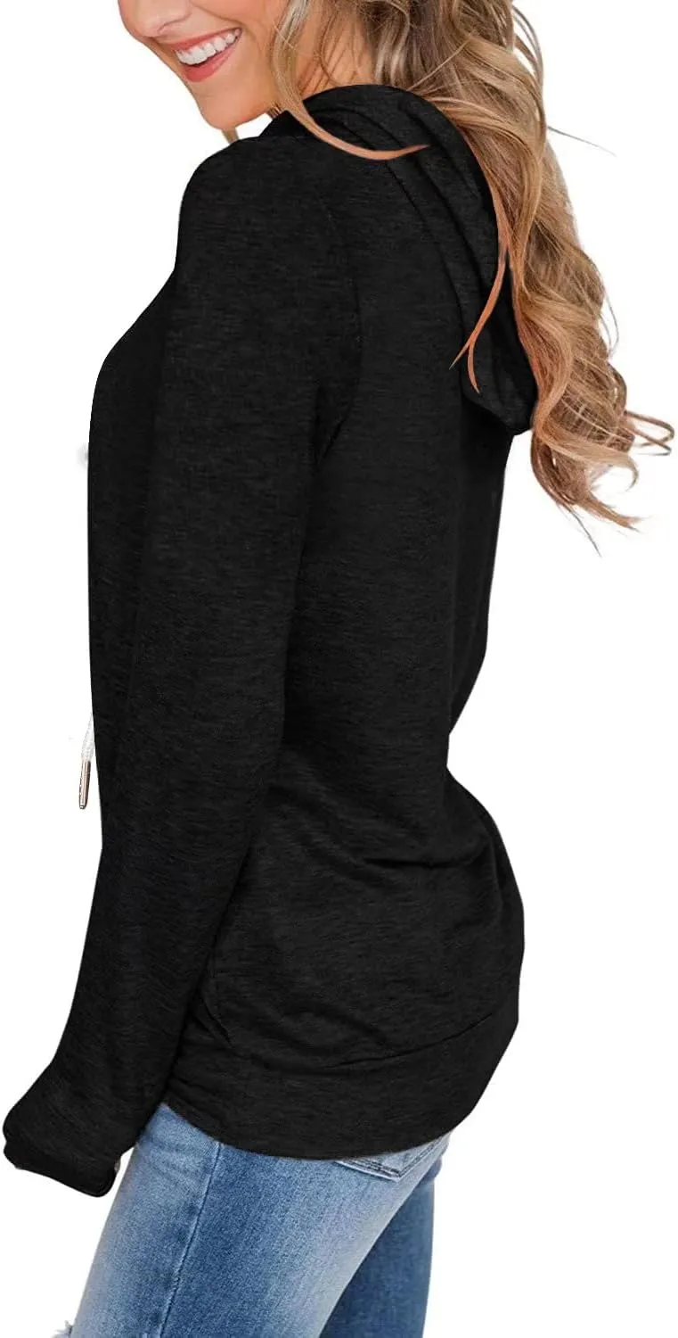 Women's Long Sleeve Hoodies Tops Lightweight Hooded Sweatshirts Pullover Casual Tunic Shirts with Pocket