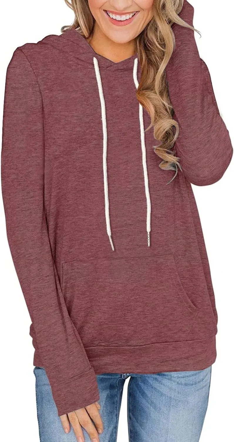 Women's Long Sleeve Hoodies Tops Lightweight Hooded Sweatshirts Pullover Casual Tunic Shirts with Pocket
