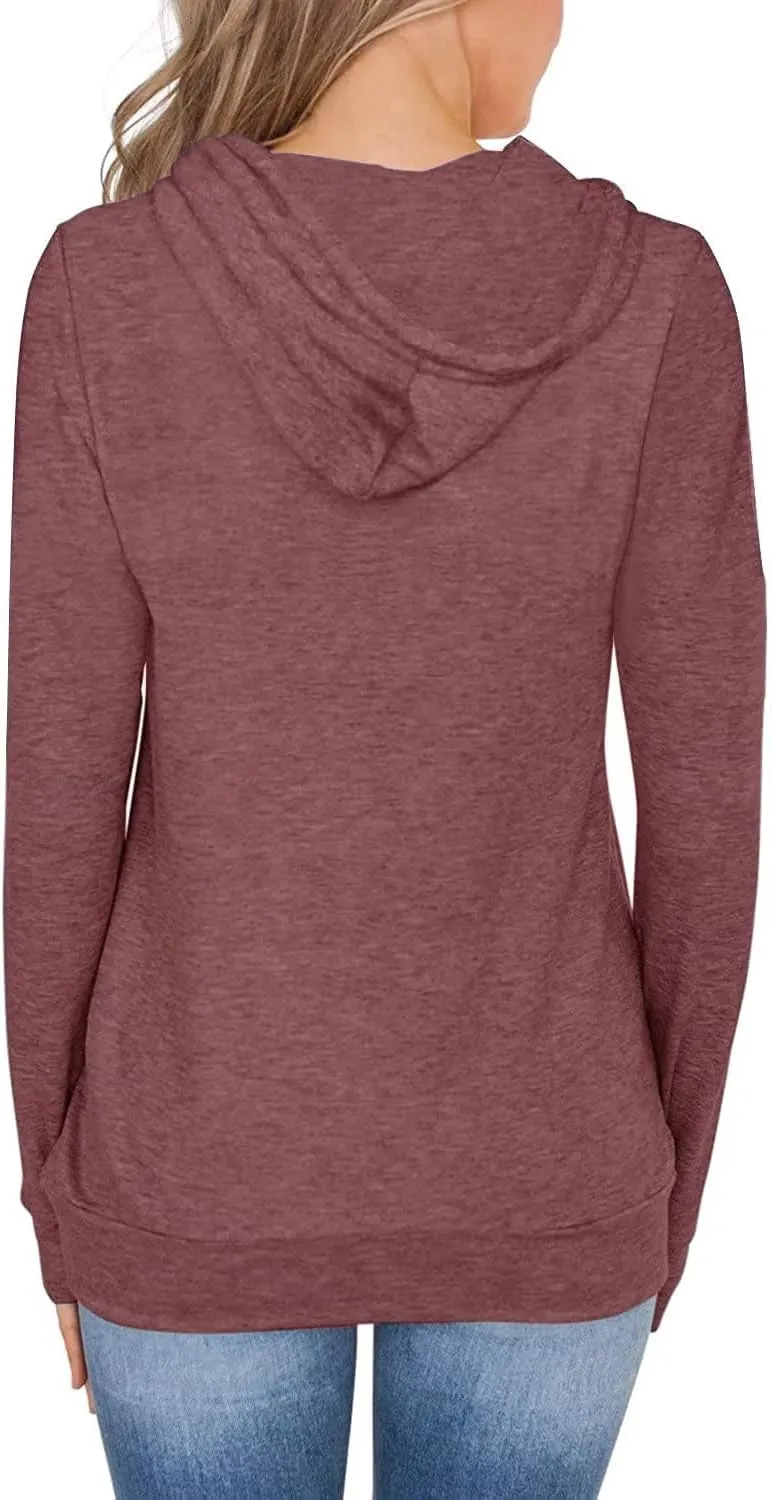 Women's Long Sleeve Hoodies Tops Lightweight Hooded Sweatshirts Pullover Casual Tunic Shirts with Pocket
