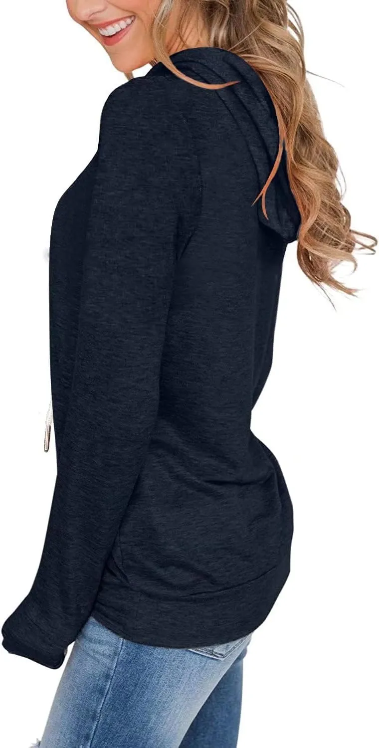 Women's Long Sleeve Hoodies Tops Lightweight Hooded Sweatshirts Pullover Casual Tunic Shirts with Pocket