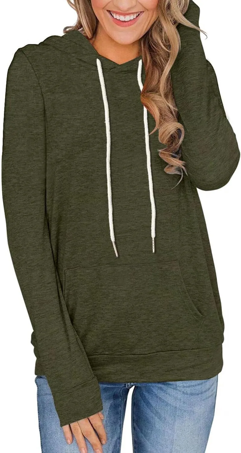Women's Long Sleeve Hoodies Tops Lightweight Hooded Sweatshirts Pullover Casual Tunic Shirts with Pocket