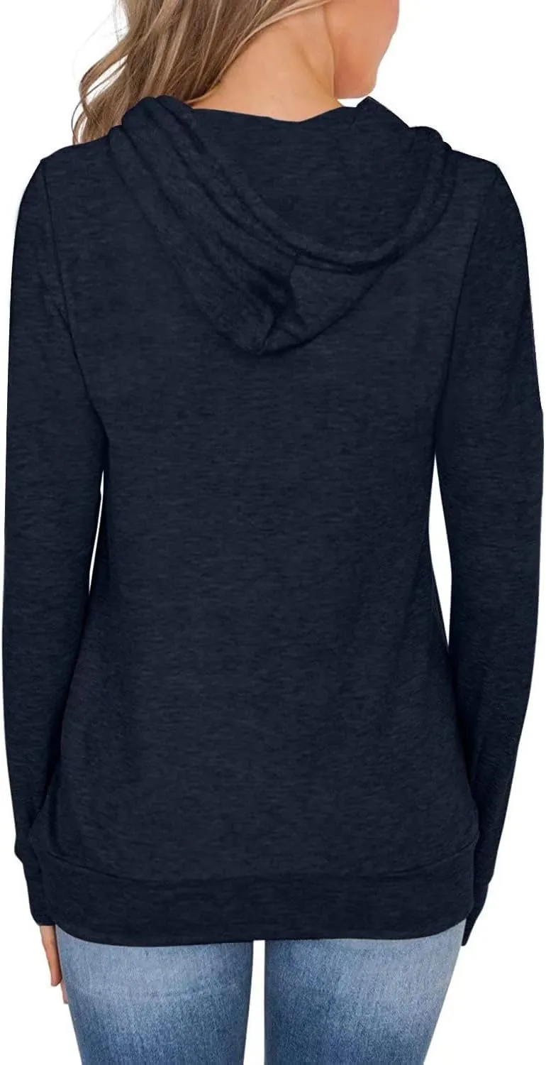 Women's Long Sleeve Hoodies Tops Lightweight Hooded Sweatshirts Pullover Casual Tunic Shirts with Pocket