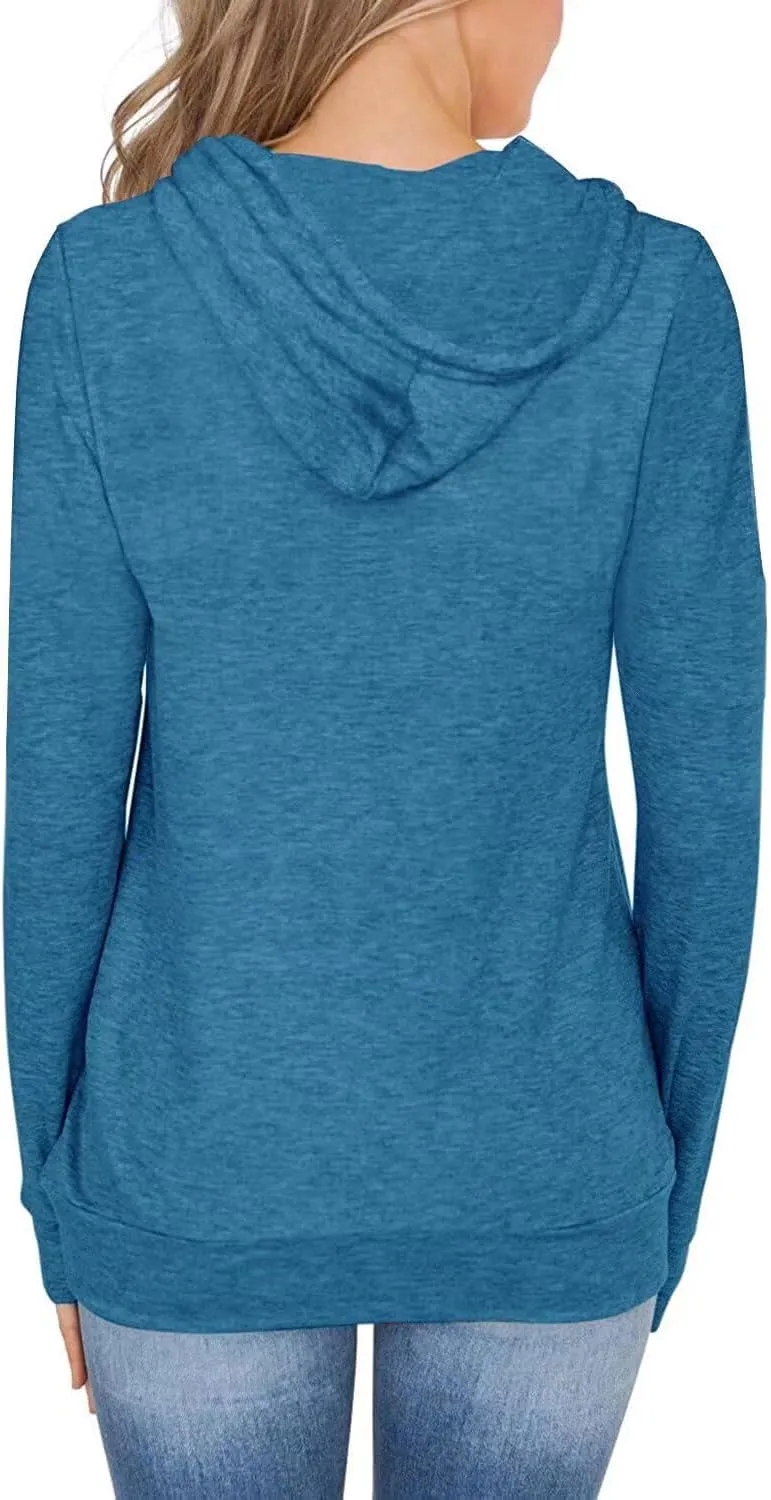 Women's Long Sleeve Hoodies Tops Lightweight Hooded Sweatshirts Pullover Casual Tunic Shirts with Pocket