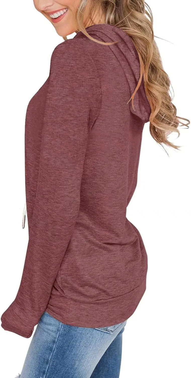 Women's Long Sleeve Hoodies Tops Lightweight Hooded Sweatshirts Pullover Casual Tunic Shirts with Pocket