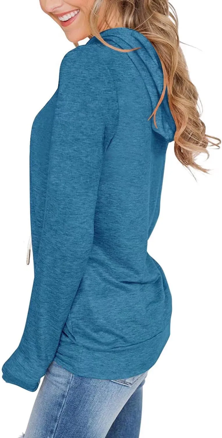 Women's Long Sleeve Hoodies Tops Lightweight Hooded Sweatshirts Pullover Casual Tunic Shirts with Pocket