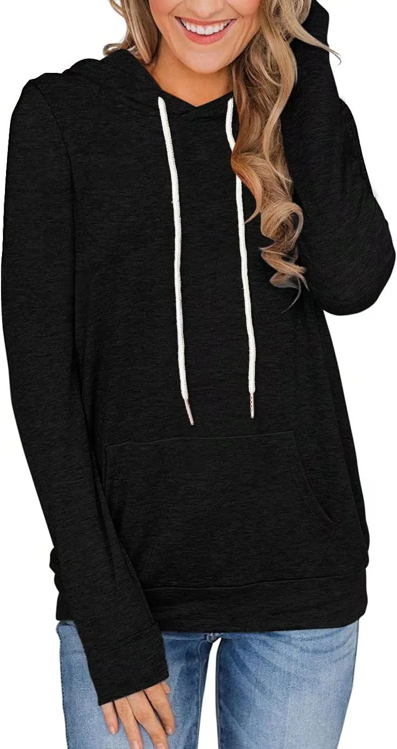 Women's Long Sleeve Hoodies Tops Lightweight Hooded Sweatshirts Pullover Casual Tunic Shirts with Pocket