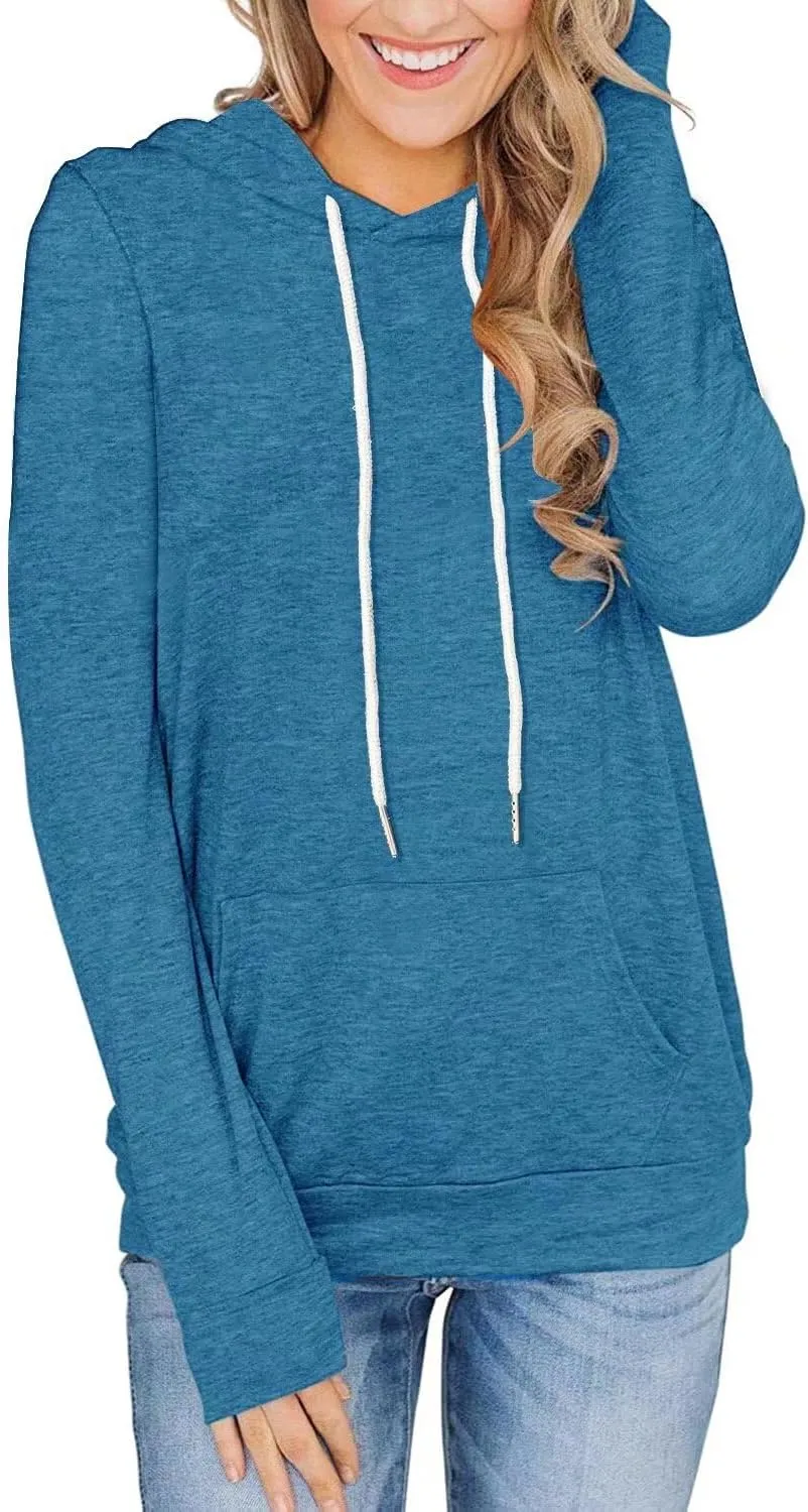 Women's Long Sleeve Hoodies Tops Lightweight Hooded Sweatshirts Pullover Casual Tunic Shirts with Pocket