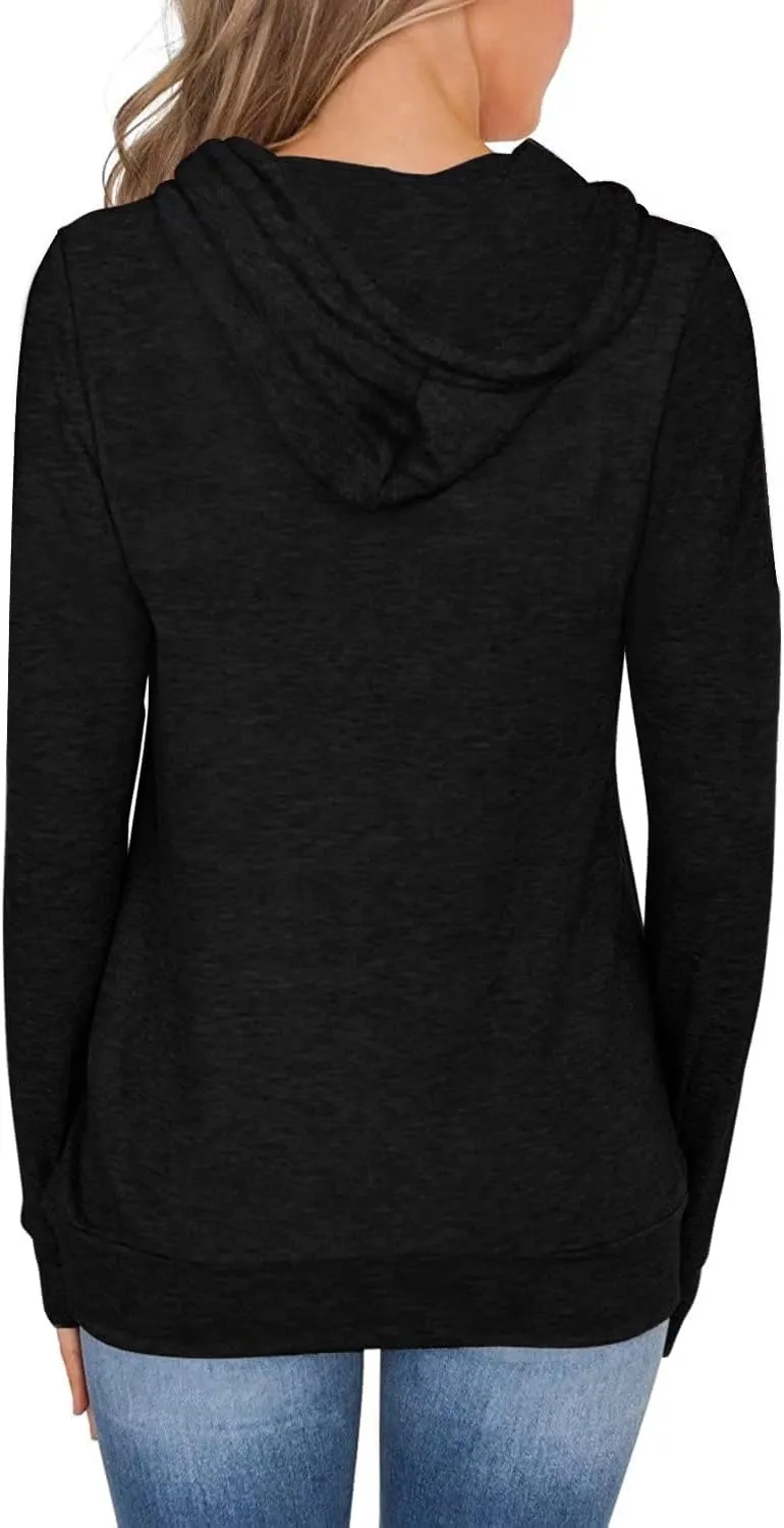 Women's Long Sleeve Hoodies Tops Lightweight Hooded Sweatshirts Pullover Casual Tunic Shirts with Pocket