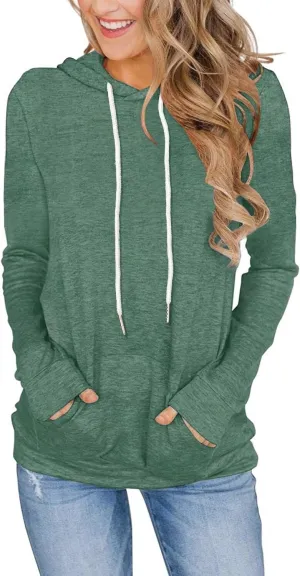 Women's Long Sleeve Hoodies Tops Lightweight Hooded Sweatshirts Pullover Casual Tunic Shirts with Pocket