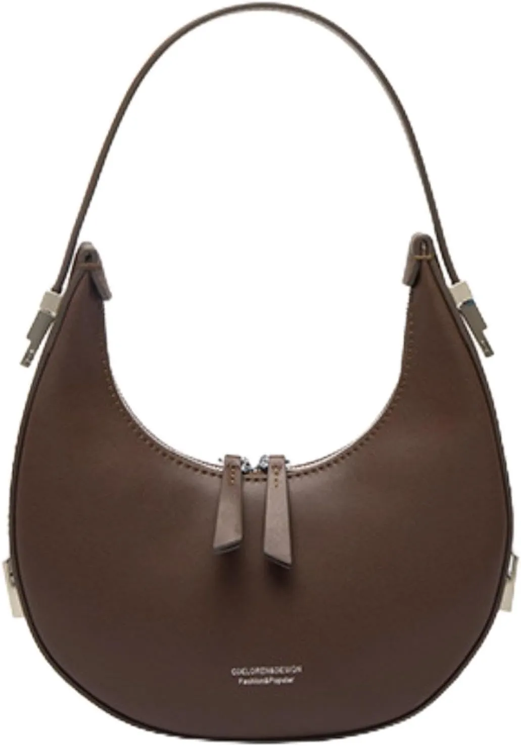 Women's Moon Bag, Half-Circle Moon Bag Armpit Bags Genuine Leather Shoulder Handbag