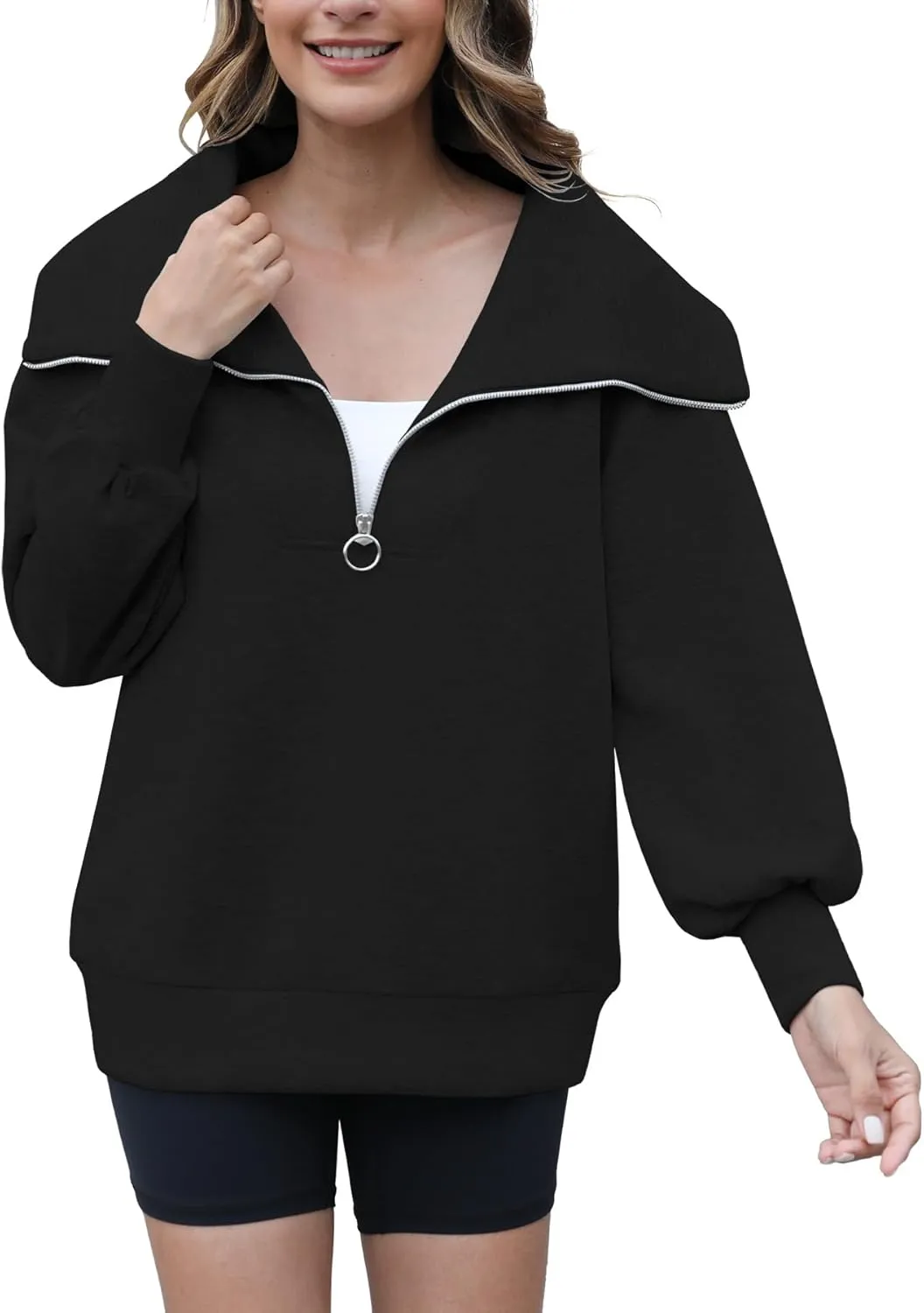Womens Oversized Sweatshirts Zip Up Hoodie Loose Fit Pullover Sweaters Long Sleeve Tops for Women Fall Fashion 2024