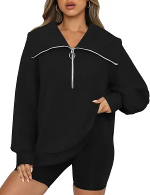 Womens Oversized Sweatshirts Zip Up Hoodie Loose Fit Pullover Sweaters Long Sleeve Tops for Women Fall Fashion 2024