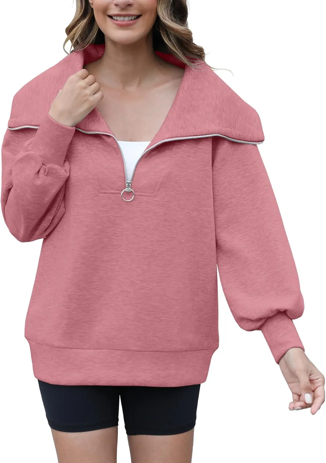Womens Oversized Sweatshirts Zip Up Hoodie Loose Fit Pullover Sweaters Long Sleeve Tops for Women Fall Fashion 2024