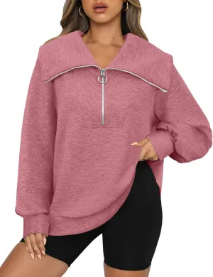 Womens Oversized Sweatshirts Zip Up Hoodie Loose Fit Pullover Sweaters Long Sleeve Tops for Women Fall Fashion 2024