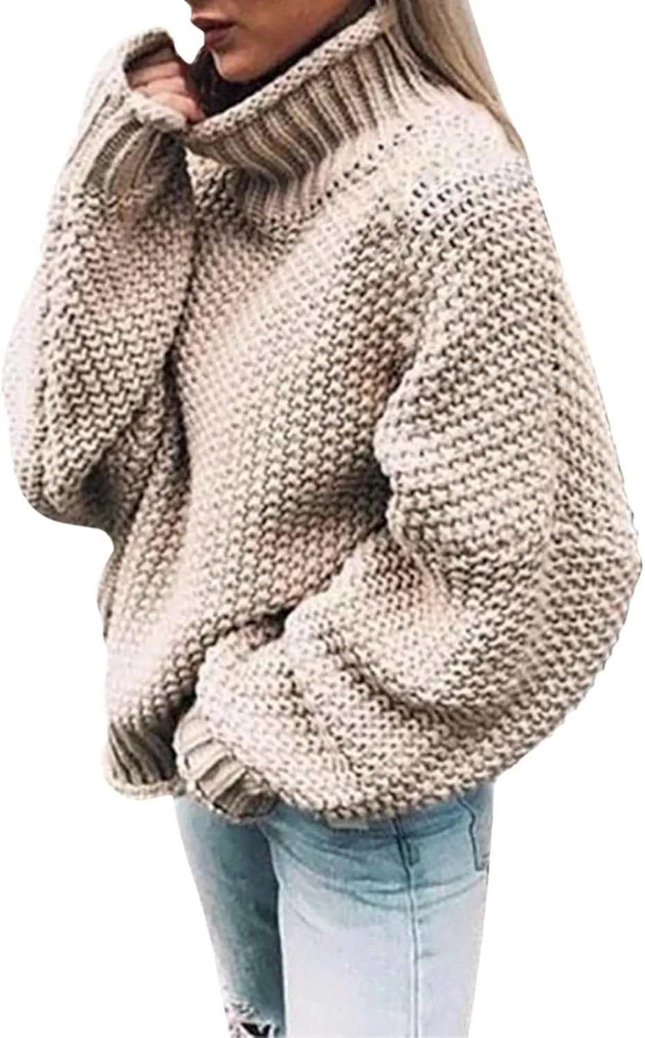 Womens Oversized Turtleneck Knit Sweaters Chunky Warm Batwing Long Sleeve Jumper Fall Winter Loose Knitwear Pullover