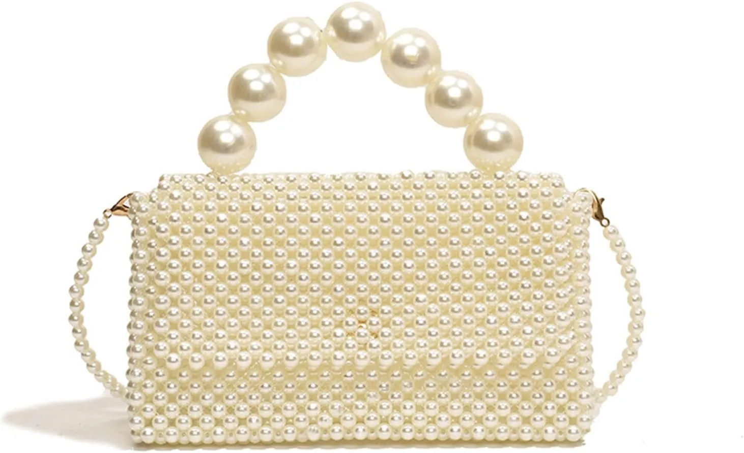 Women's Pearl Clutch Purses Wedding Bridal Evening Elegant Small Clutch luxury Detachable Crossbody Beaded Party Bag