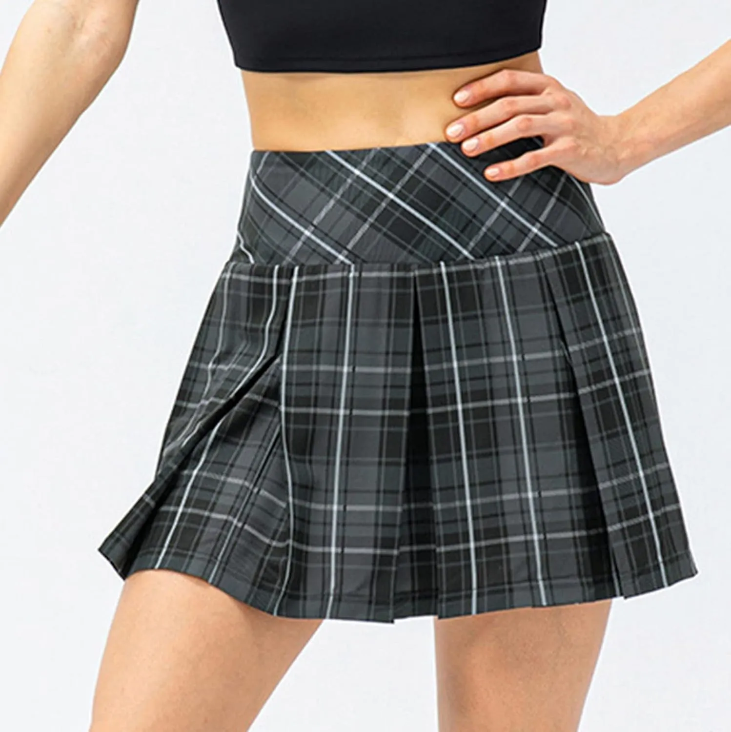 Women's Plaid Shorts Pleated High Waisted Mini Skirts Shorts Running Workout Daily Lounge Comfy Fitted Shorts