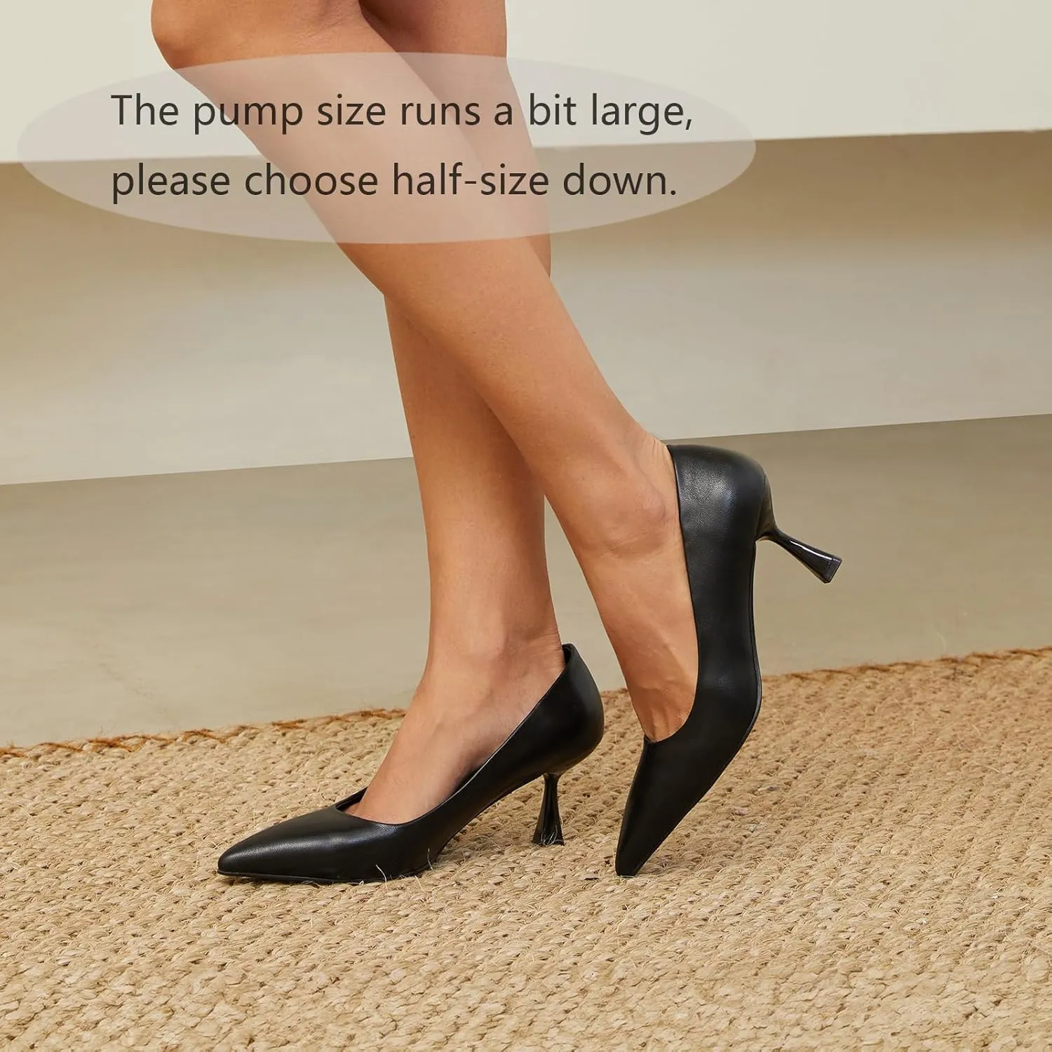 Women's Pumps 3 Inch Kitten Heel Pointed Toe Shoes for Women Comfortable Office Work Dress Shoes