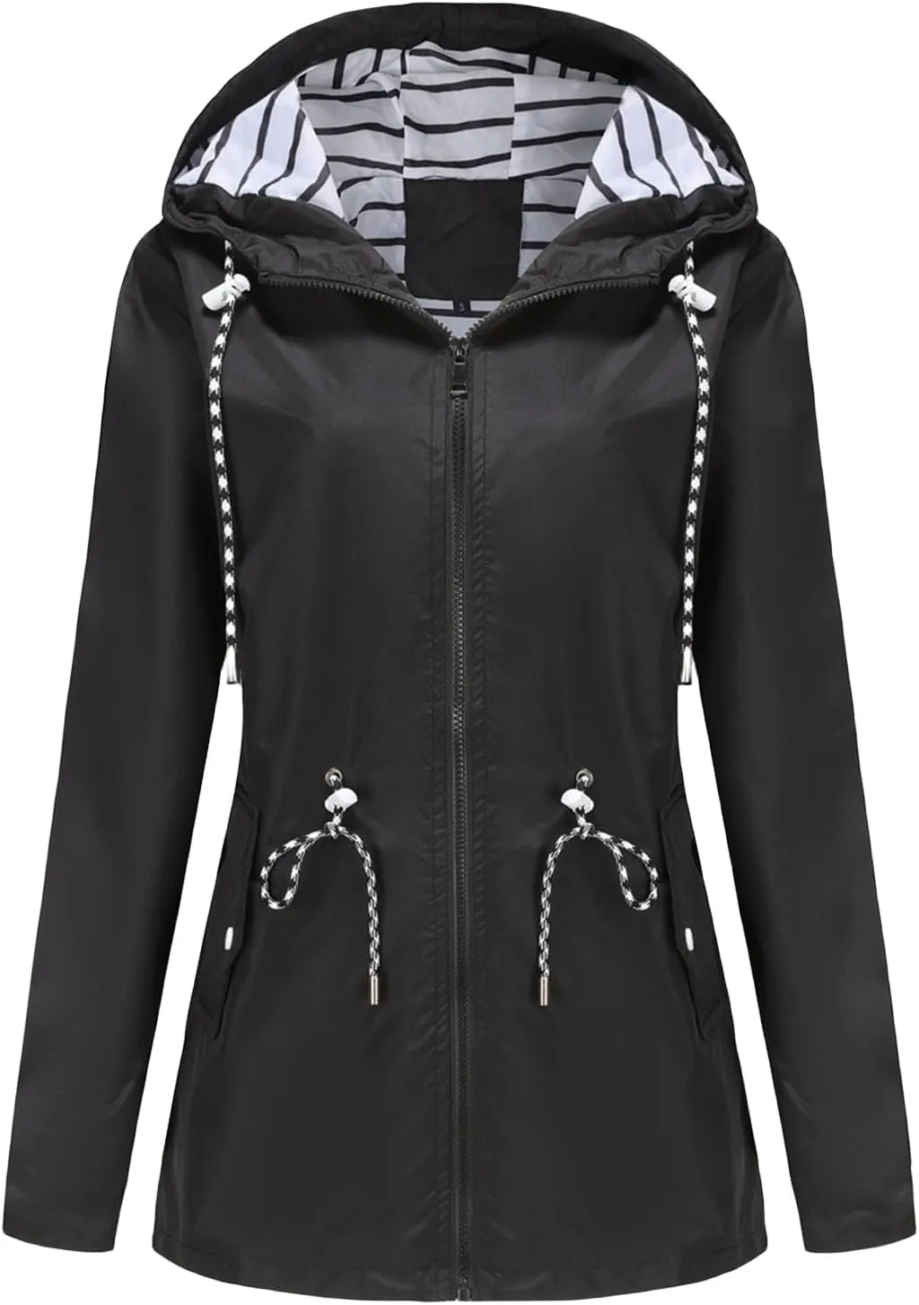 Womens Rain Jackets Waterproof with Hood Long Hooded Trench Coats Lined Windbreaker Travel Jacket