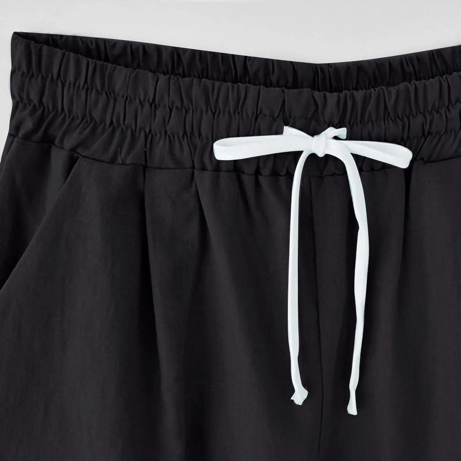 Womens Shorts Drawstring Sweat Shorts Elastic Waist Running Workout Shorts with Pockets Women's Wide Leg Womens