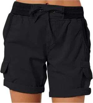 Womens Shorts Summer Cargo Shorts for Women 2024 Elastic Waist Loose Casual SweatShorts Pockets Straight Lightweight Shorts