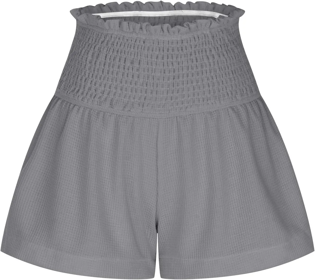 Womens Shorts Summer Trendy Solid Color High Elastic Waisted Pleated Ruffle Cute Shorts Beach Flowy Casual Shorts