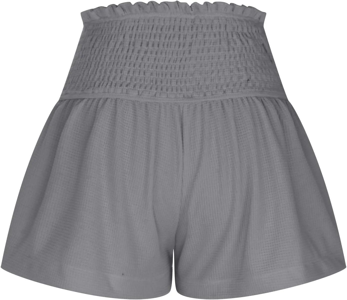 Womens Shorts Summer Trendy Solid Color High Elastic Waisted Pleated Ruffle Cute Shorts Beach Flowy Casual Shorts