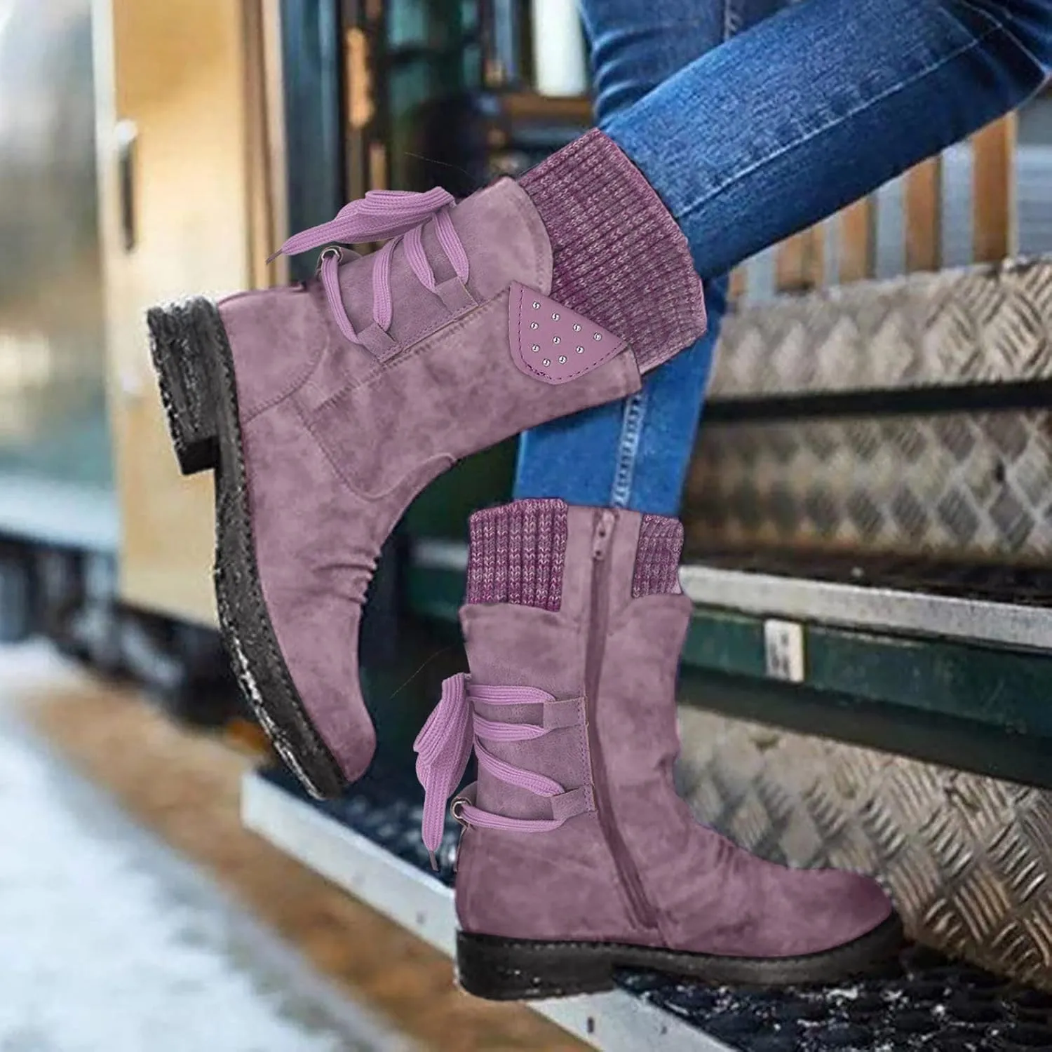Women's Snow Boots Waterproof Size 12 Women's Duck Boots Waterproof Black Womens Winter Booties Slippers Size 11 Womens Winter Fur Lined Boots Botas De Invierno Para Mujer Para El Agua
